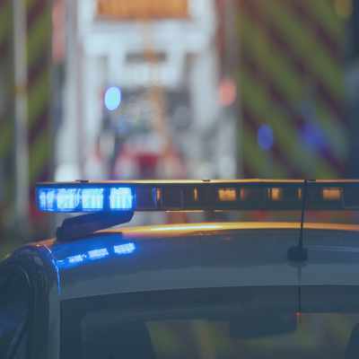 the siren and lights of a police car